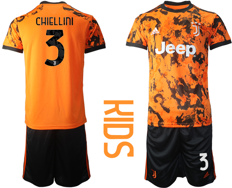 Youth 2020-2021 club Juventus away orange #3 Soccer Jerseys